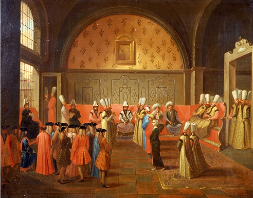 Presentación de una embajada europea al sultán turco. Museo del Palacio Topkapi, Estambul
