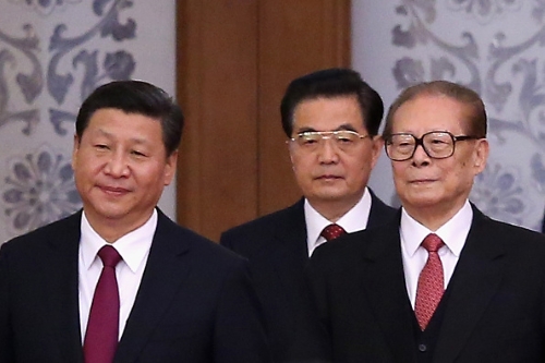  Xi Jinping, Hu Jintao y Jiang Zemin 