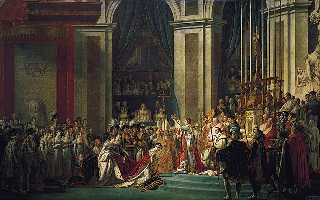 La consagración de Napoleón. Jacques-Louis David, c. 1806.