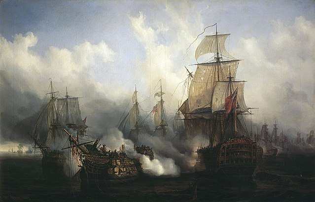 Batalla de Trafalgar, por Auguste Mayer (1836).