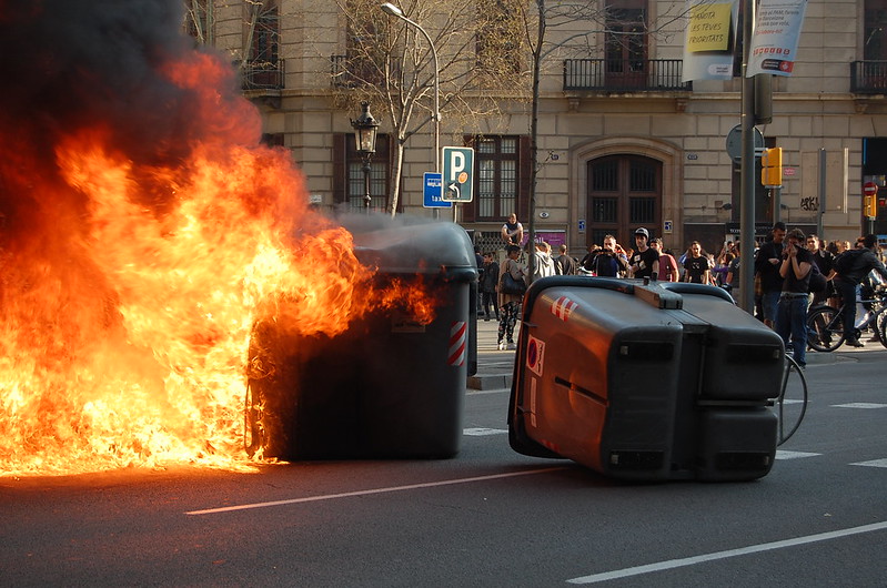 Disturbios en Barcelona. Imagen de Nicolás Soto.