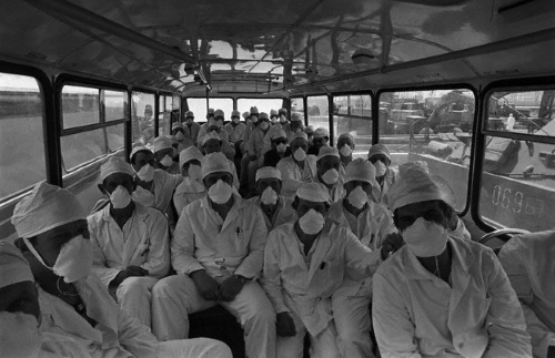 Los empleados, a punto de comenzar otro día de trabajo en un ambiente altamente contaminado, Chernóbil