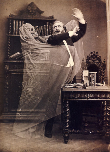 Eugène Thiébault, Henry Robin et un spectre (1863). Un hombre a punto de dispararse se enfrenta a su propio fantasma