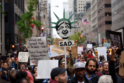 Manifestaciones en Nueva York en contra de las políticas de Donald Trump