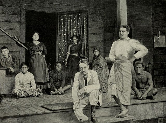 Stevenson, familia y amigos en su casa de Samoa, c. 1902. 
