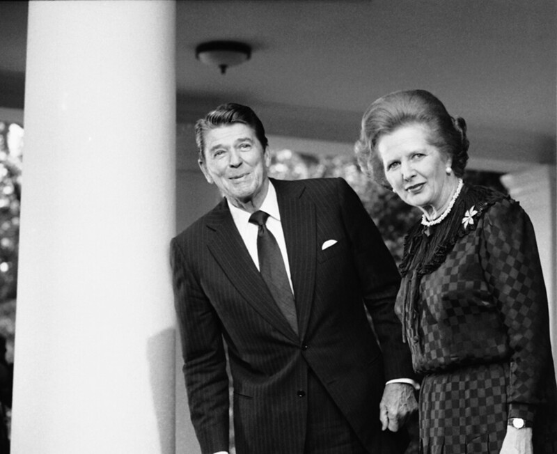 Ronald Reagan y Margaret Thatcher en la Casa Blanca, 1982.