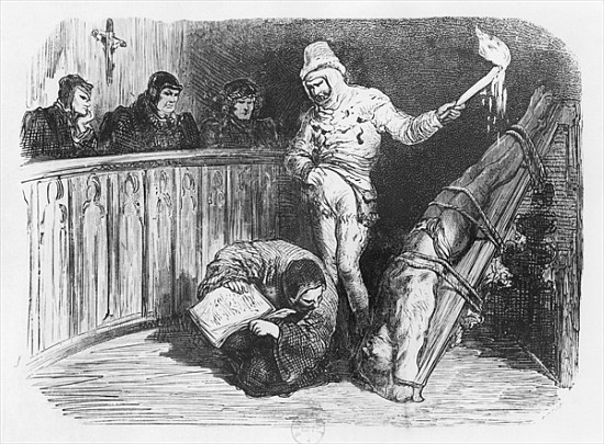 Escena de la Inquisición sacada de los "Essais" de Montaigne, de Gustave Doré