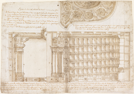 Plano de Francesco Bibiena del Teatro dell'Accademia Filarmonica de Verona, inaugurado con 