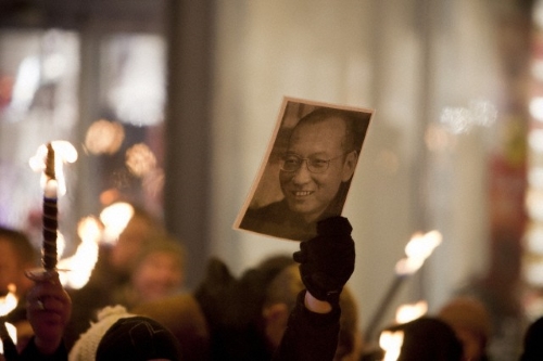 Manifestación en favor de Liu Xiaobo