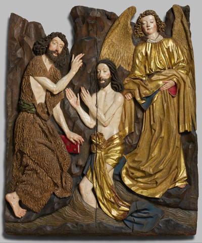 Bautismo de Cristo. Del taller de Veit Stoss, ca. 1480–1490.