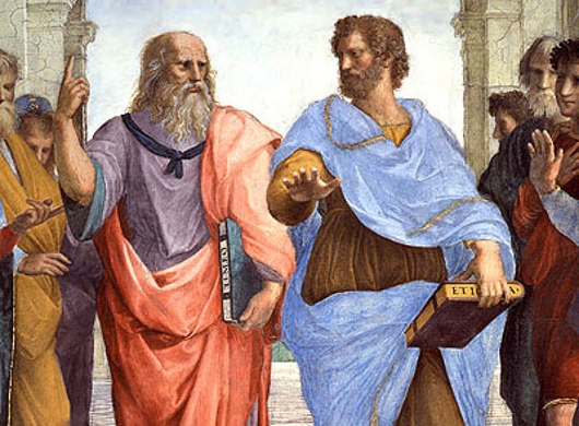 Aristóteles y Platón, detalle de La escuela de Atenas, de Rafael
