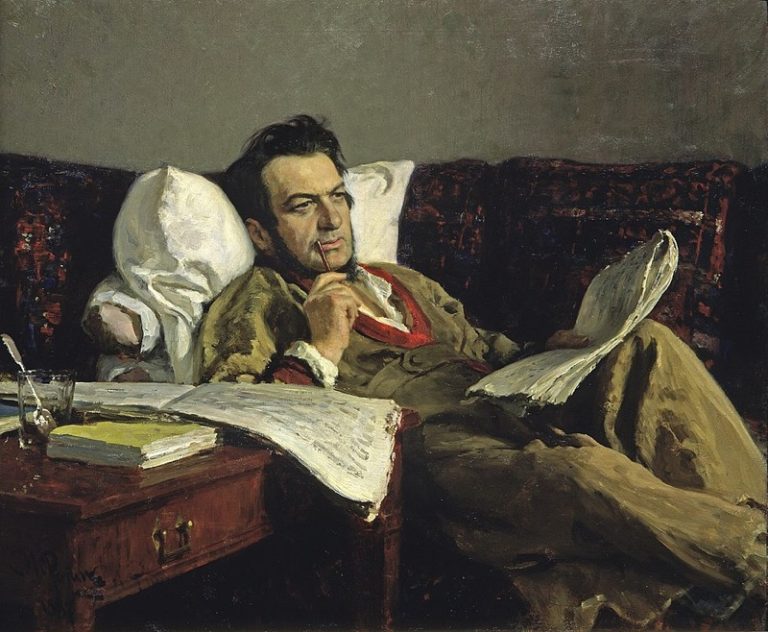 Mijaíl Glinka durante la composición de la ópera Ruslán y Liudmila, Iliá Repin, 1887. Imagen: Wikipedia