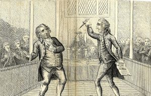 Caricatura de Fox y Burke en la Cámara de los Comunes, 1792. Imagen: Bodleian Library / Wikipedia.