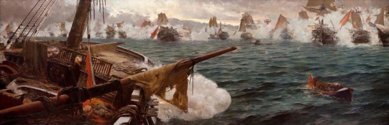 Combate de Trafalgar, por Justo Ruiz Luna, 1850. Imagen: Wikipedia