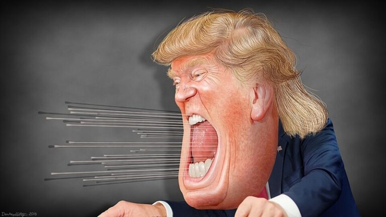 Caricatura de Donald Trump, por Donkey Hotey. Wikimedia