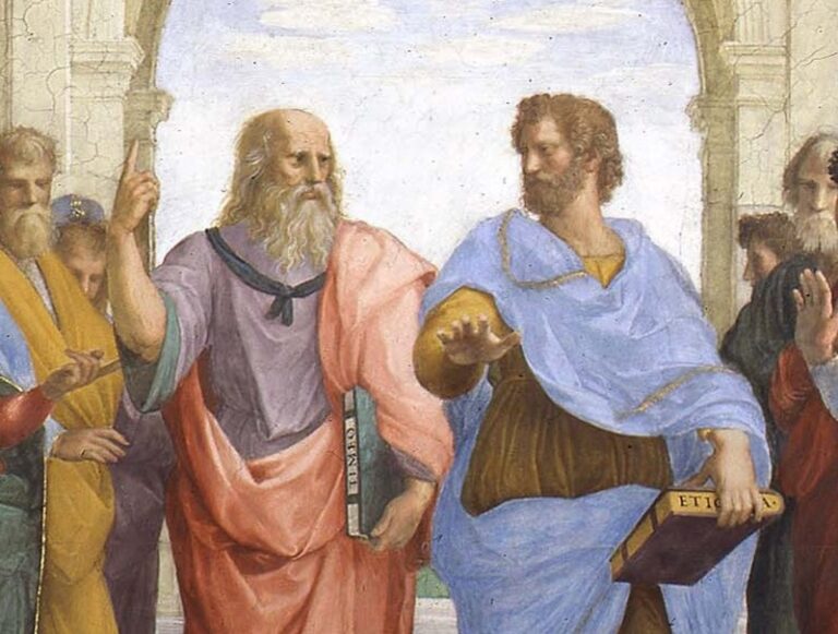 Socrates y Platón, Escuela de Atenas, Rafael (1509). Wikimedia