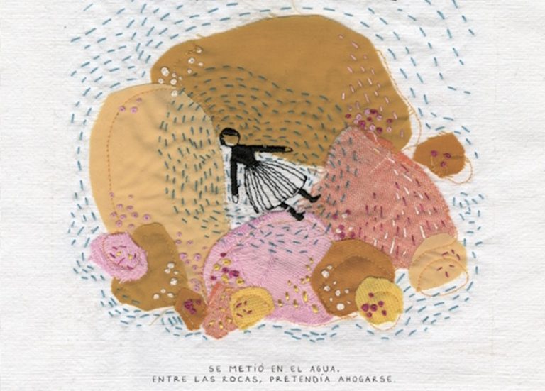 Detalle de las ilustraciones bordadas del interior de la novela. Ediciones Astiberri