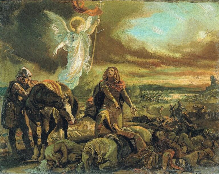 Don Pelayo reconoce a Don Rodrigo tras la Batalla de Guadalete, 1840. Federico de Madrazo
